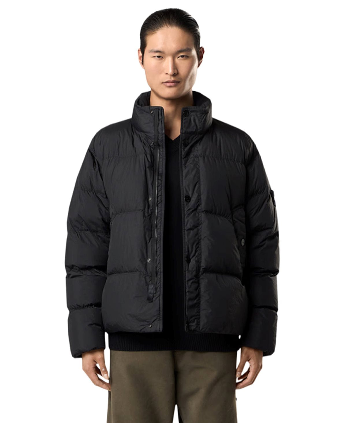 4100109 Crinkle Reps Nylon Bomber Jacket Black