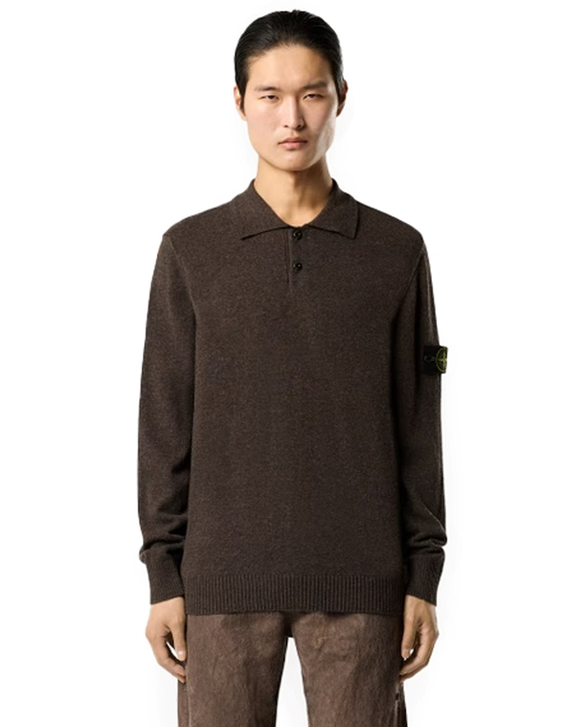 5100018 Geelong Wool Buttoned Polo Jumper Lead Grey