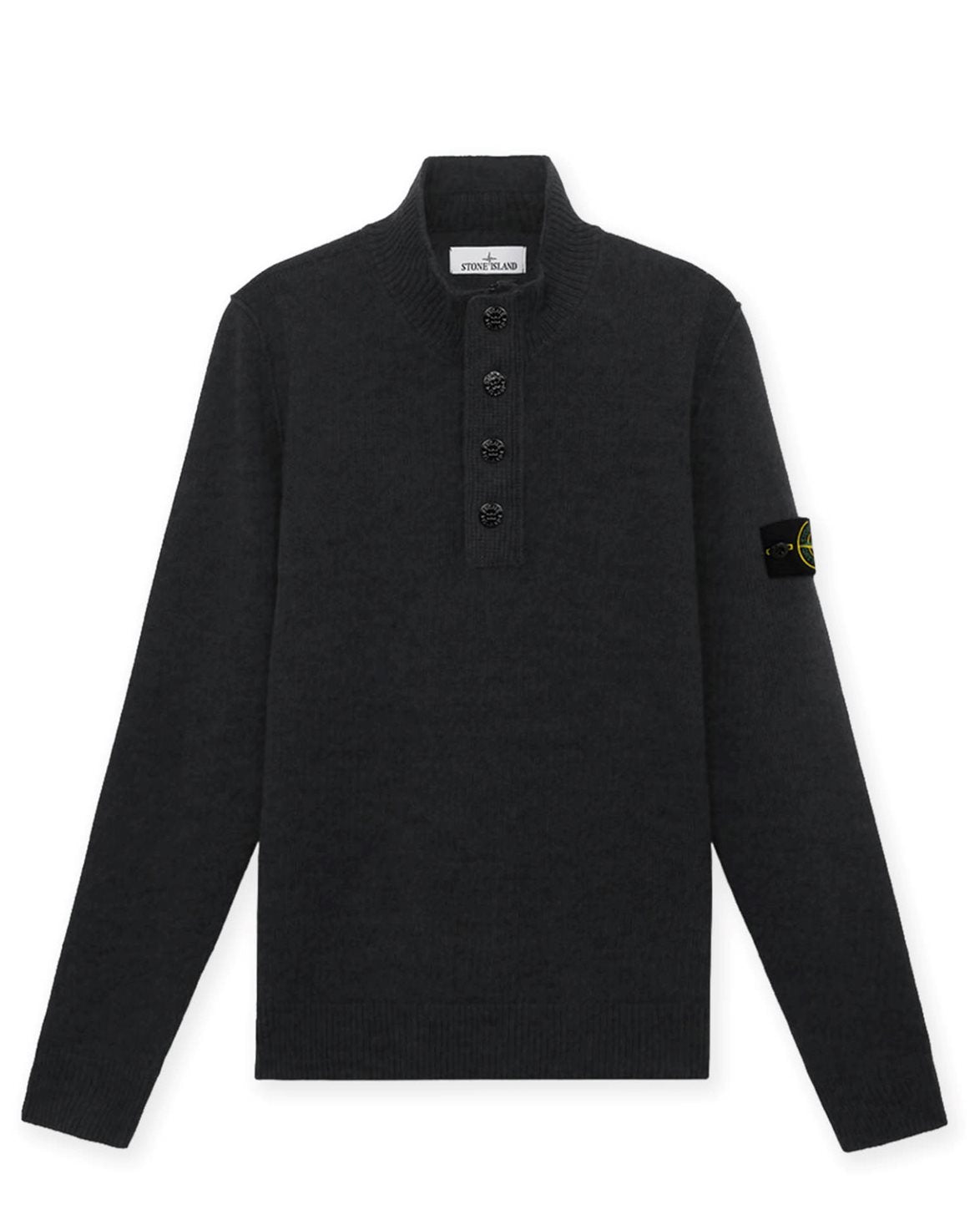 5100040 Buttoned Lambswool Sweater Lead Grey