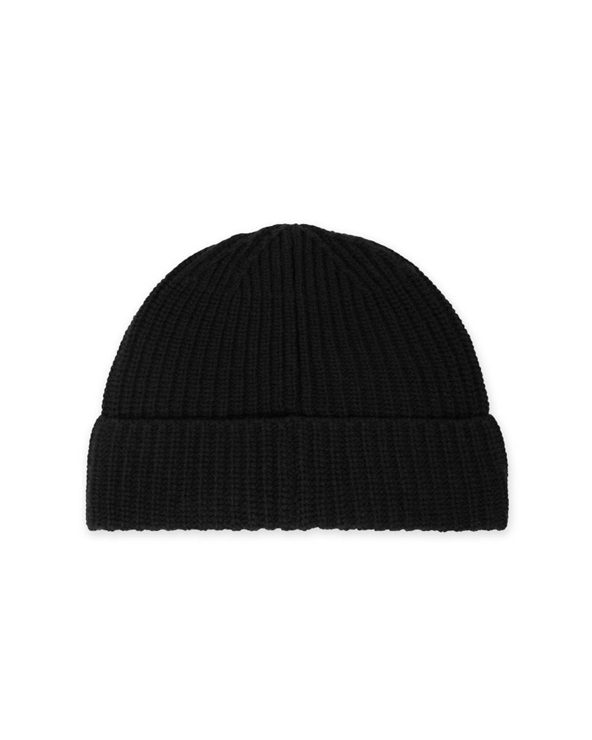 N100012 Ribbed Geelong Wool Beanie Black
