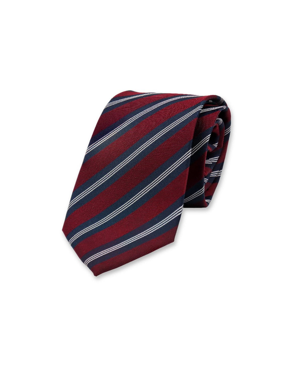 Stripe Silk Tie Burgundy/Navy/White