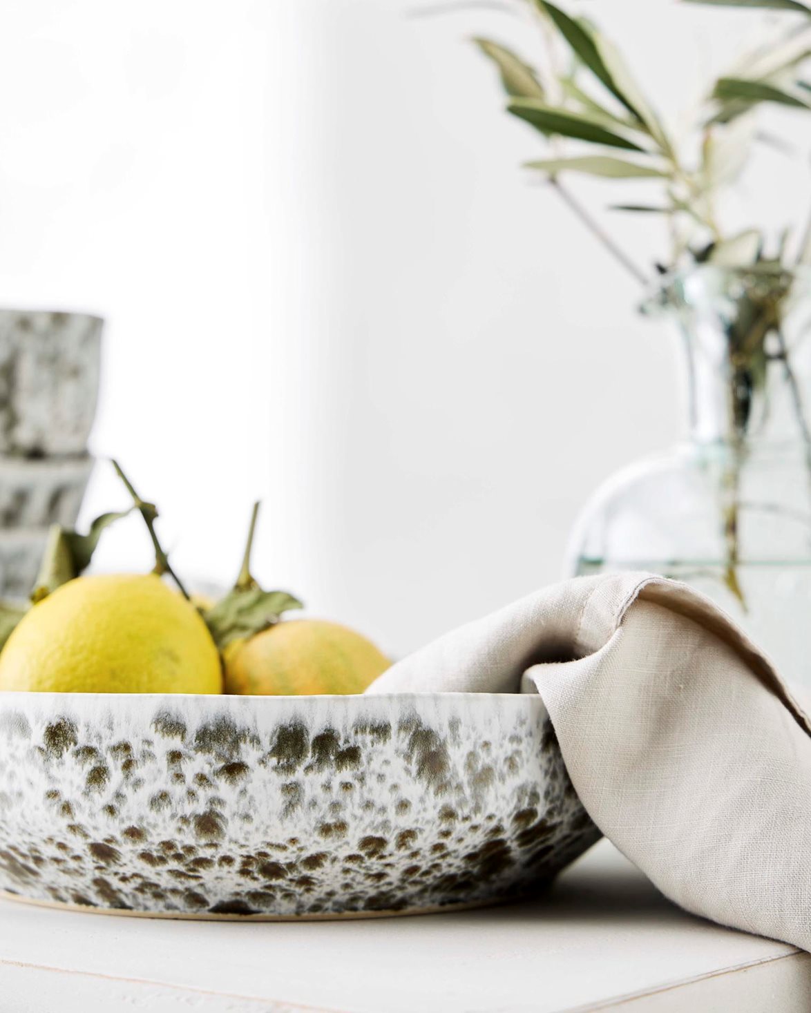 Rivoli Serving Bowl Green Splatter