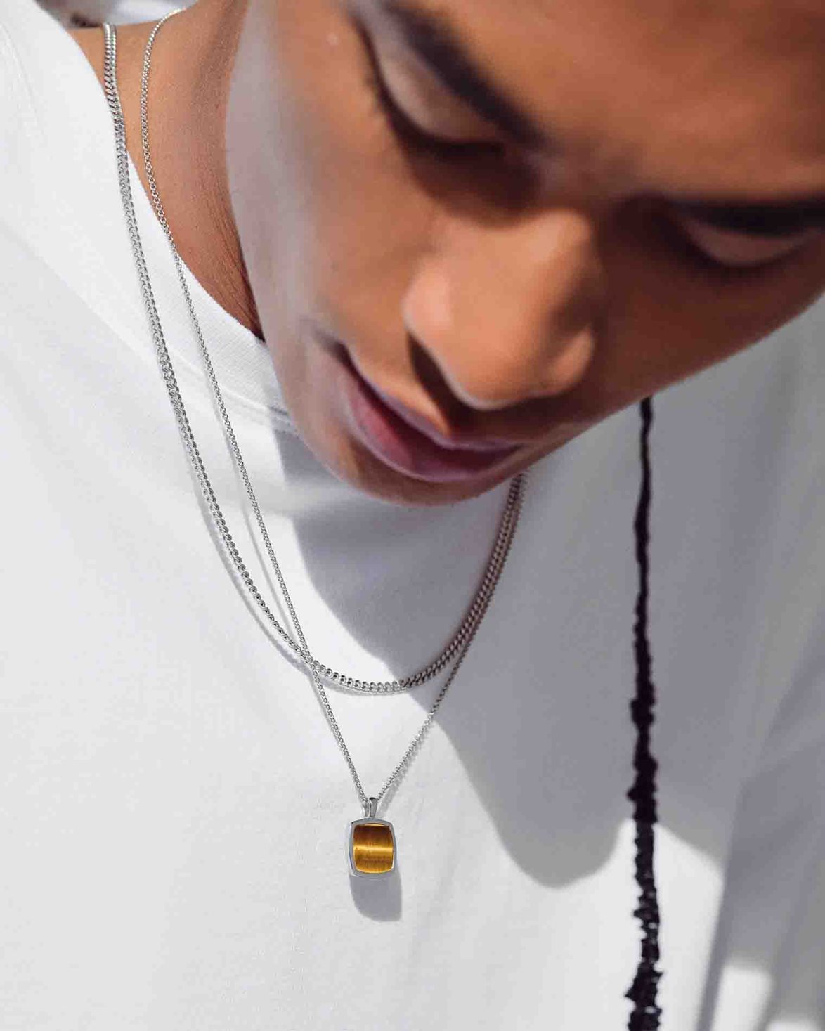 Cushion Pendant Necklace Tiger Eye