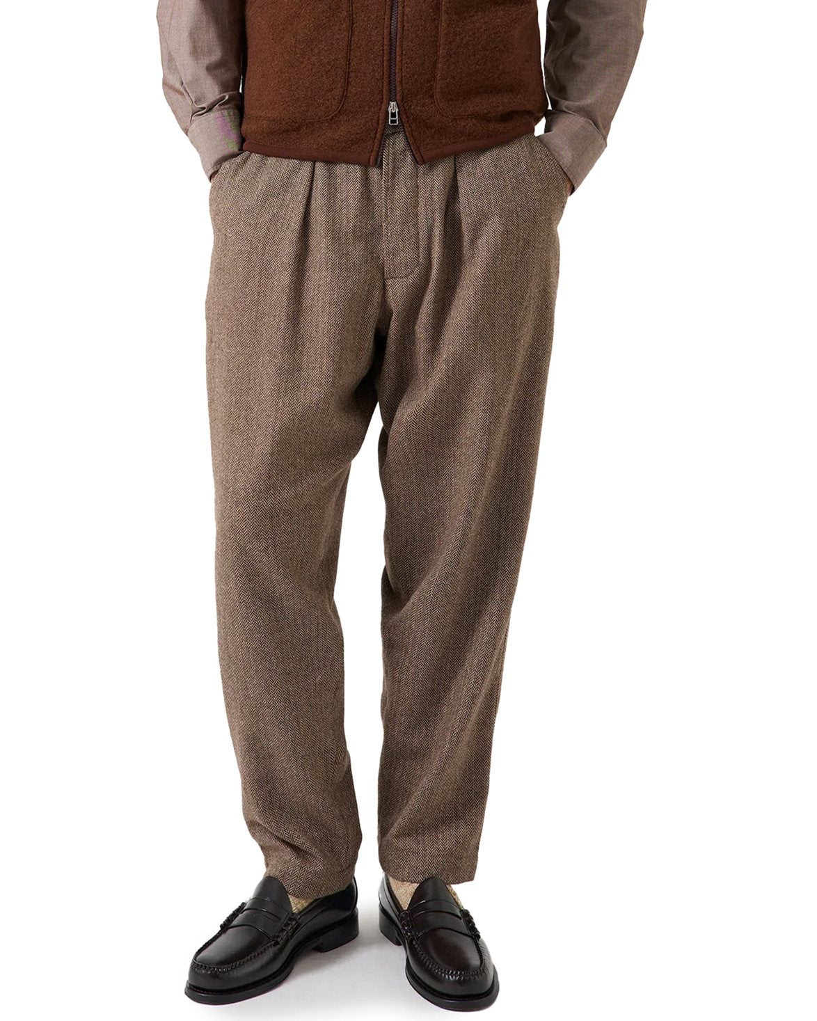 Pleated Track Pant Brown
