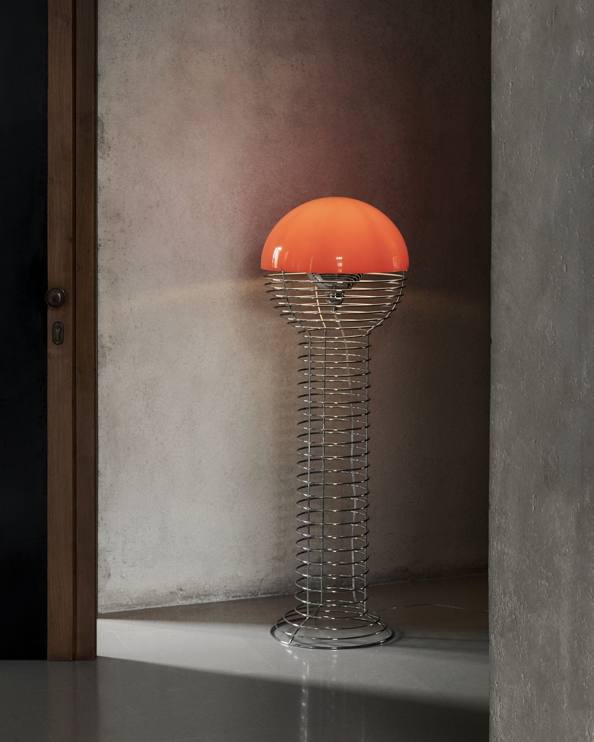 Wire Floor Lamp Chrome/Orange