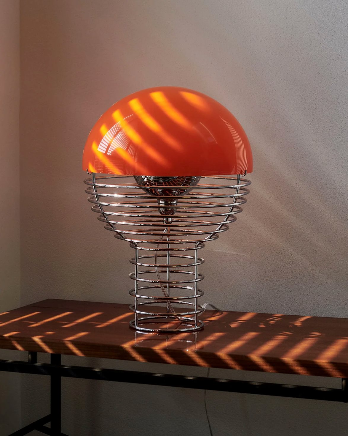 Wire Table Lamp Ø30 Chrome/Orange