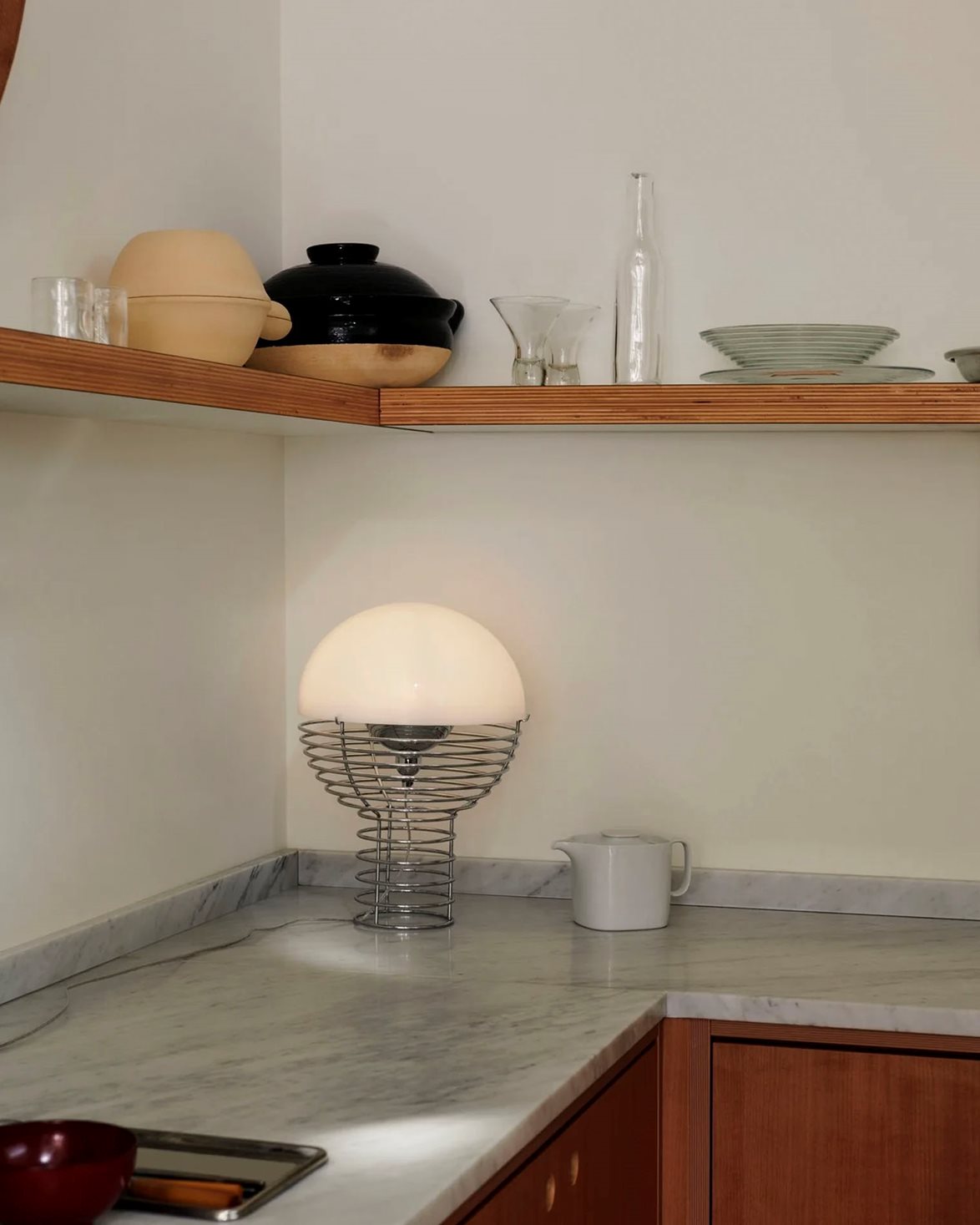 Wire Table Lamp Ø30 Chrome/White