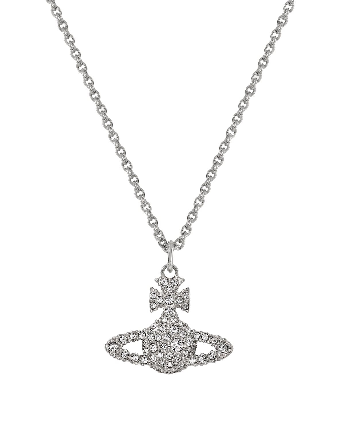 Grace Bas Relief Pendant Necklace Platinum/Crystal