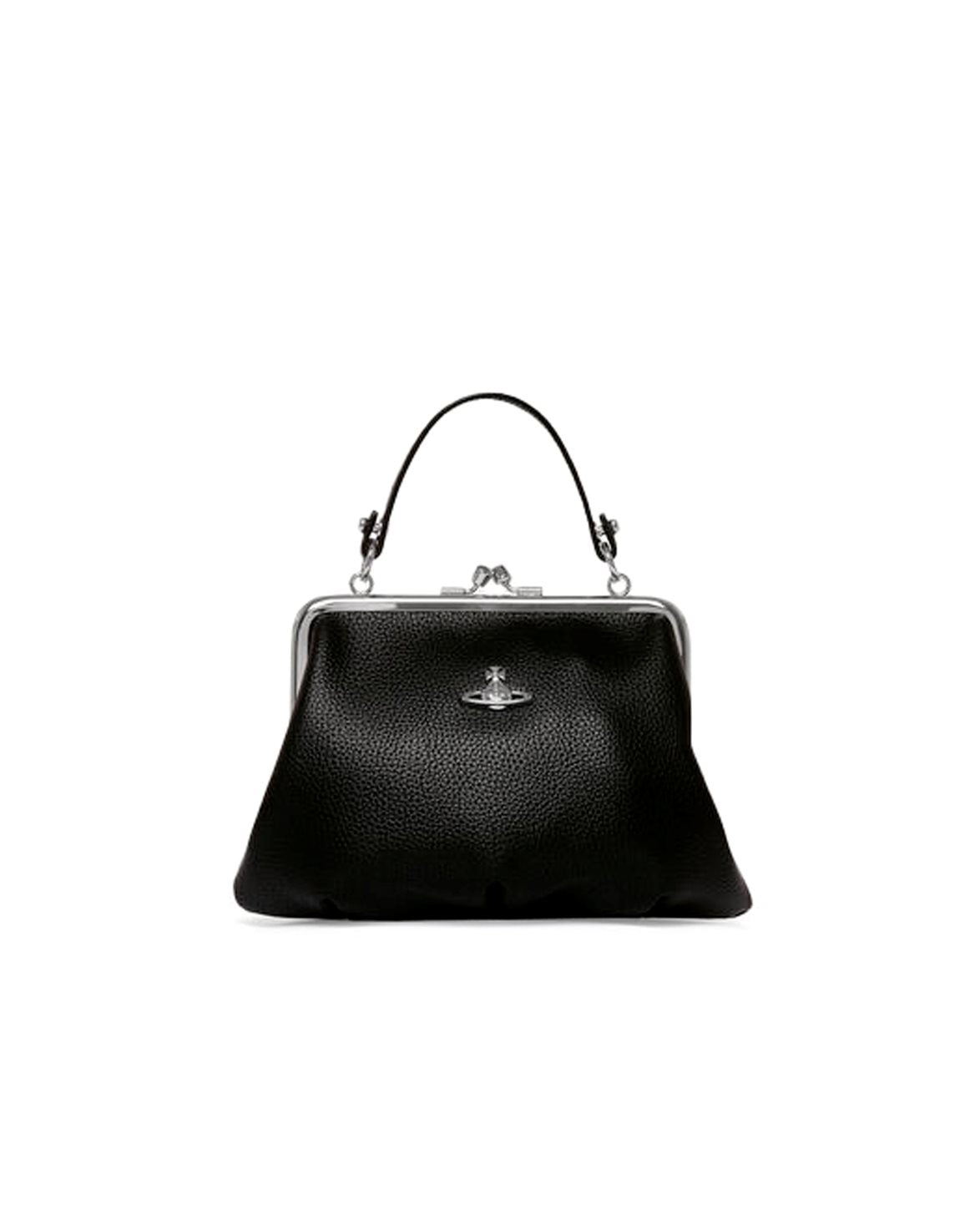 Granny Frame Purse Black Leather