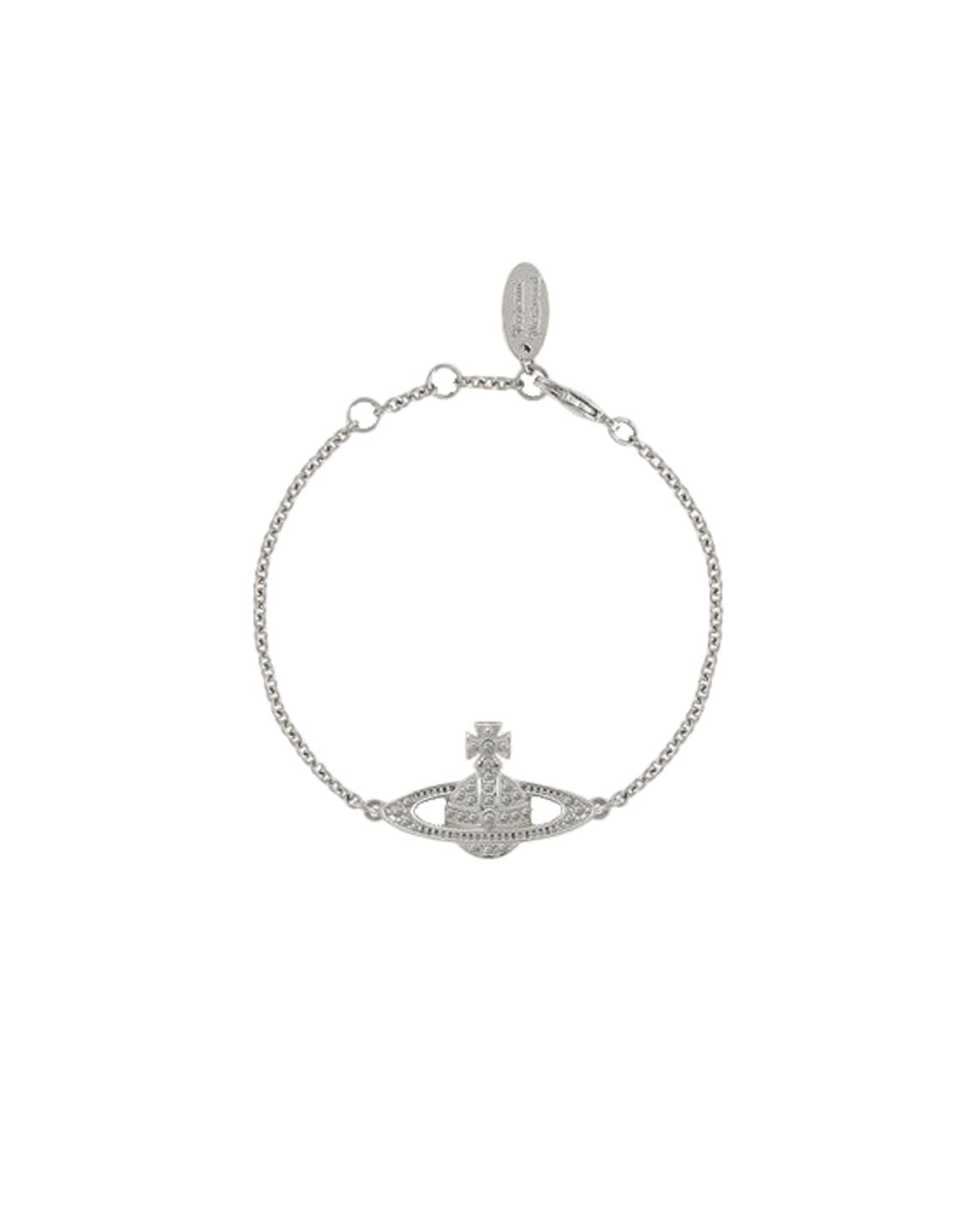 Mini Bas Relief Chain Bracelet Platinum/Crystal