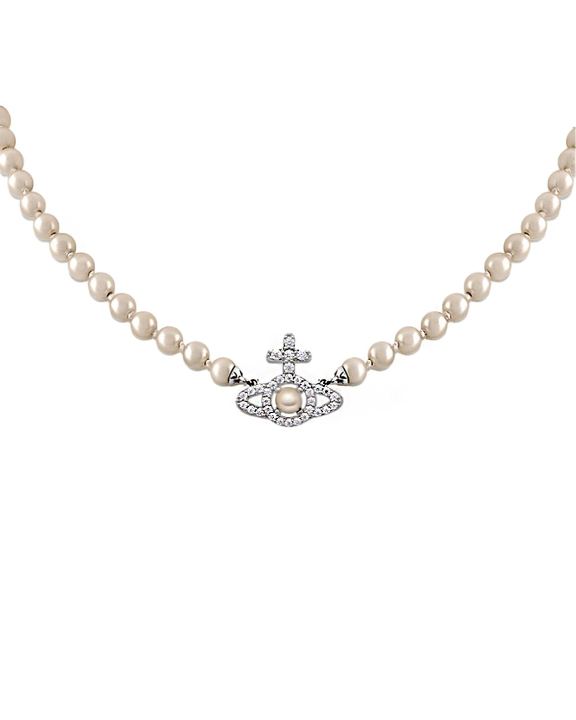 Olympia Pearl Necklace Platinum//Creamrose Pearl