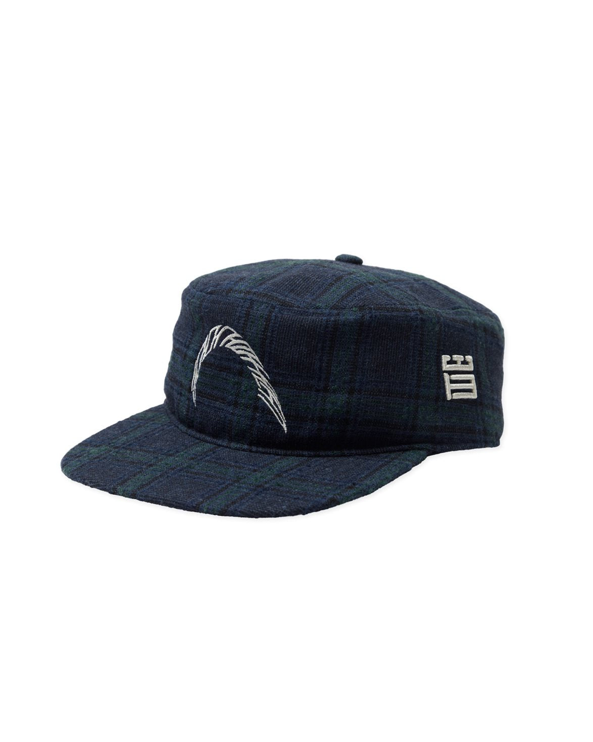 Yin Check Pillbox Cap Blue-Green