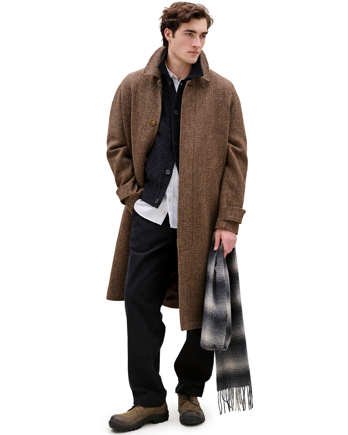 Pine Harris Tweed Wool Coat Check