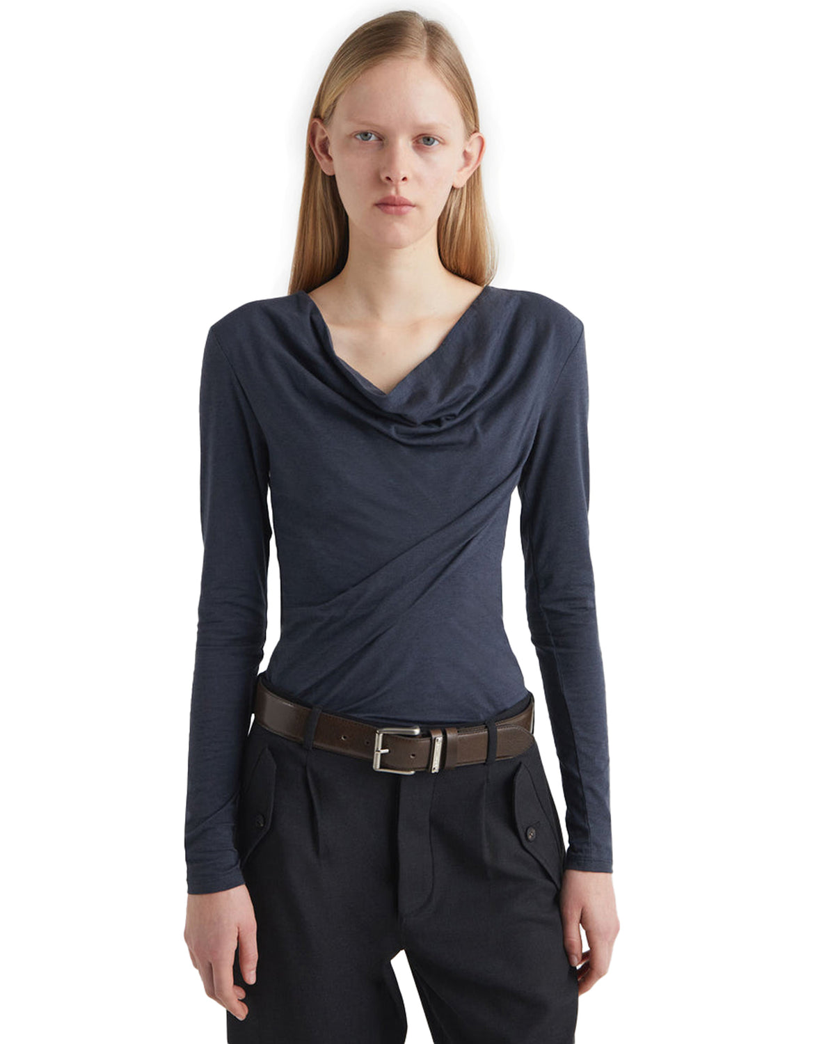 Junco Draped Long Sleeved Navy