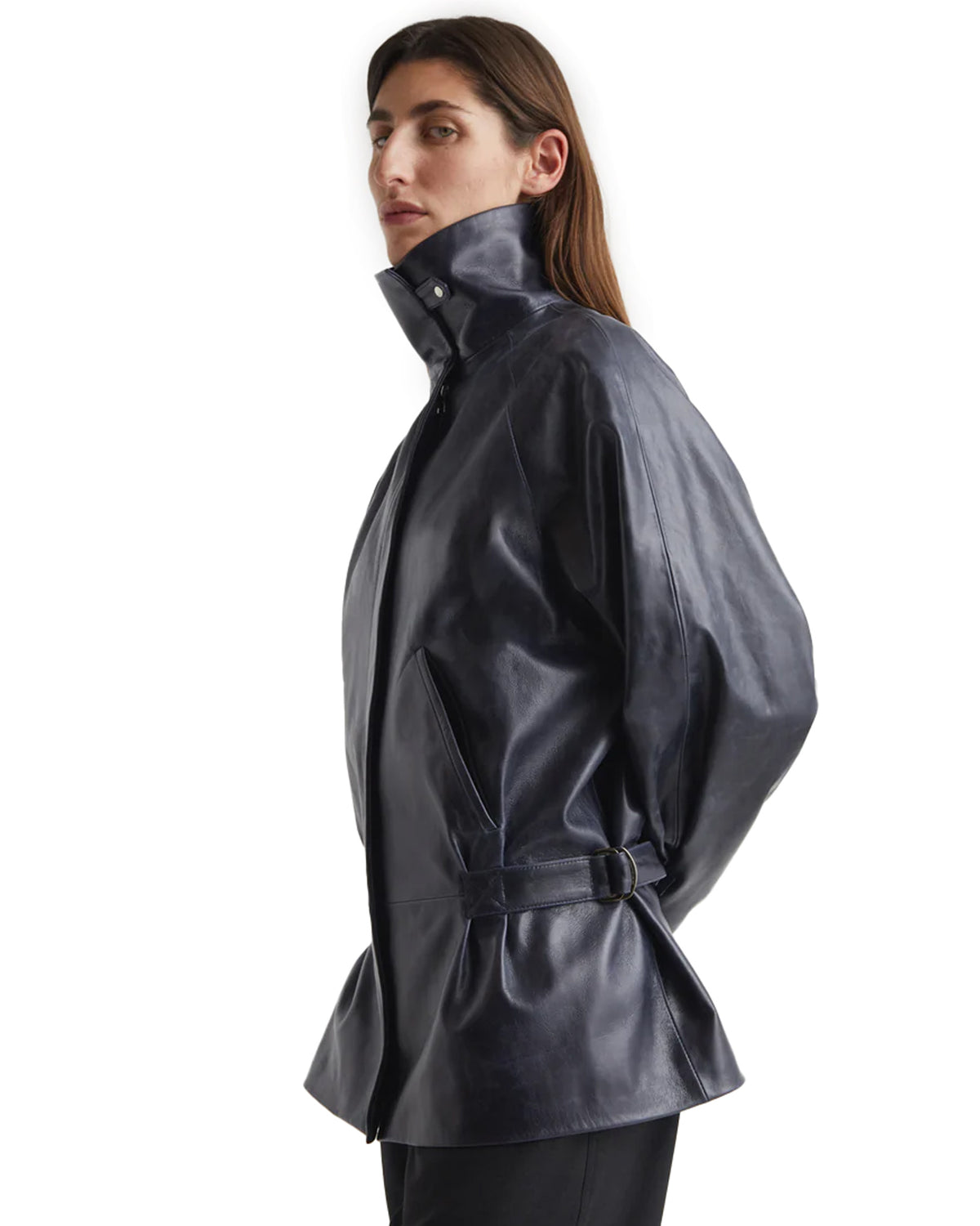 Llança Leather Jacket Navy