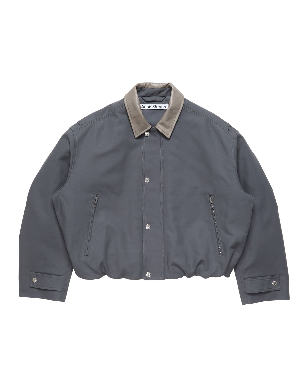 Bomber Jacket Leather Collar Carbon Grey