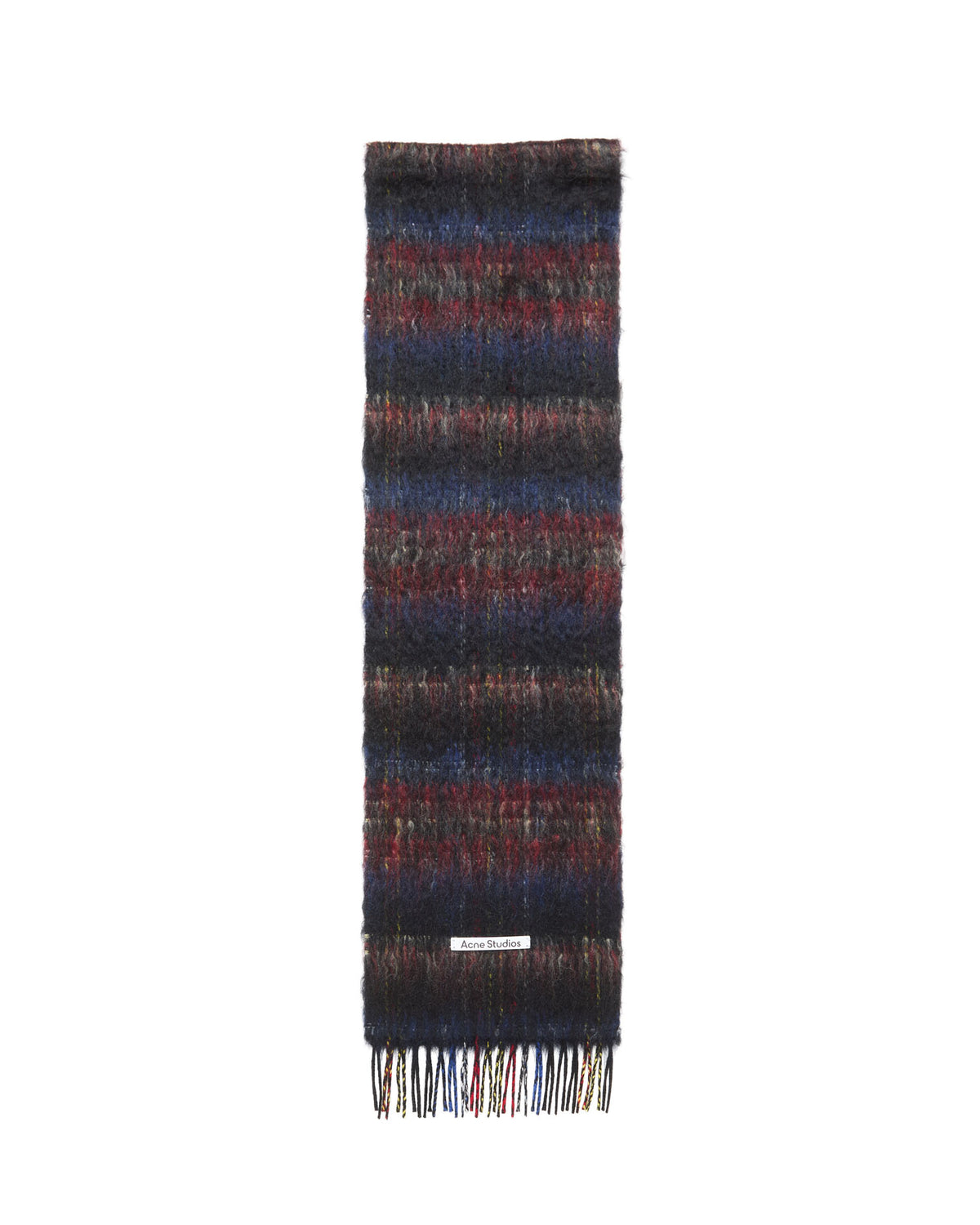 Mohair Wool Fringe Scarf Black/Red