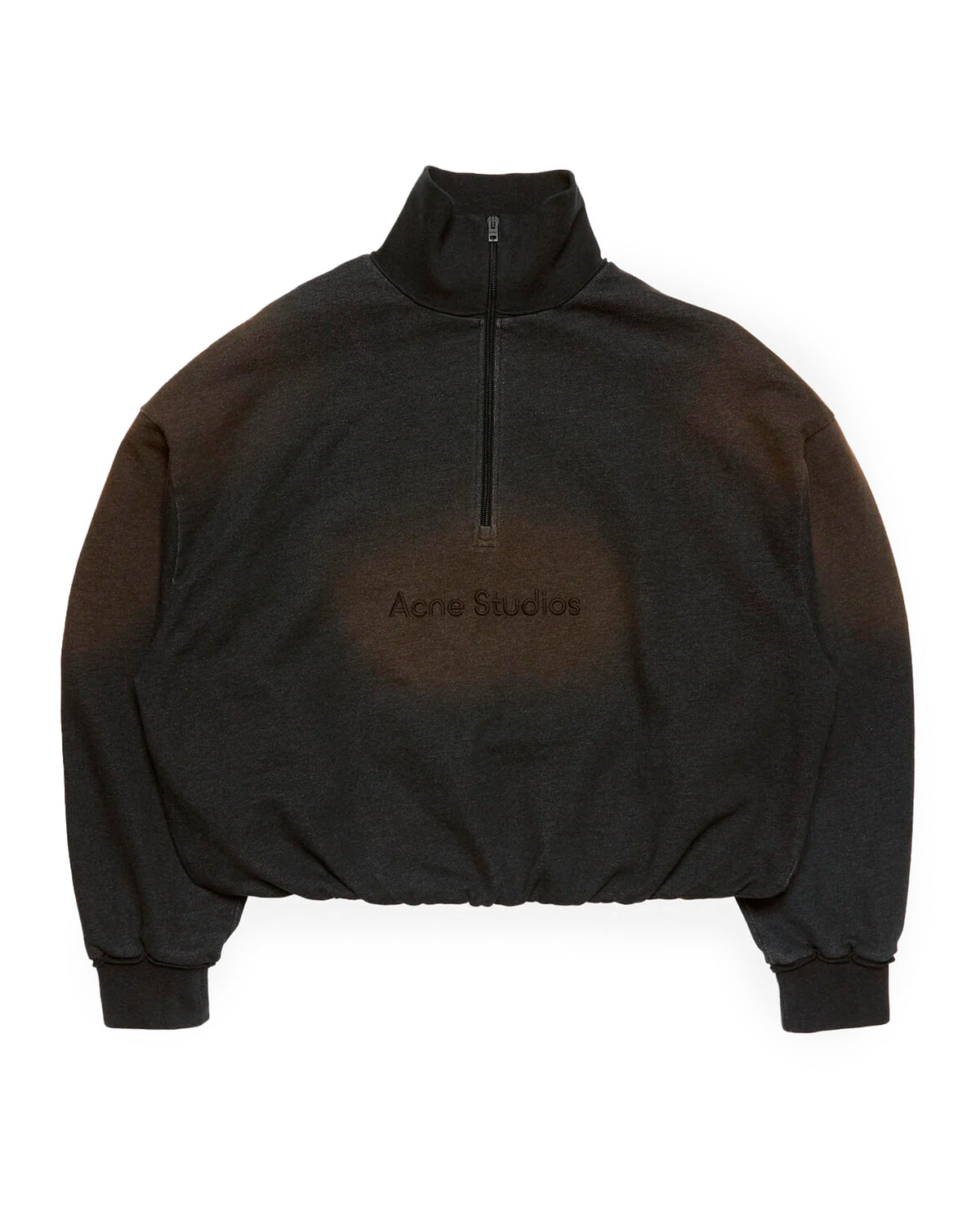 Acid Wash Half-Zip Sweatshirt Dark Grey Melange