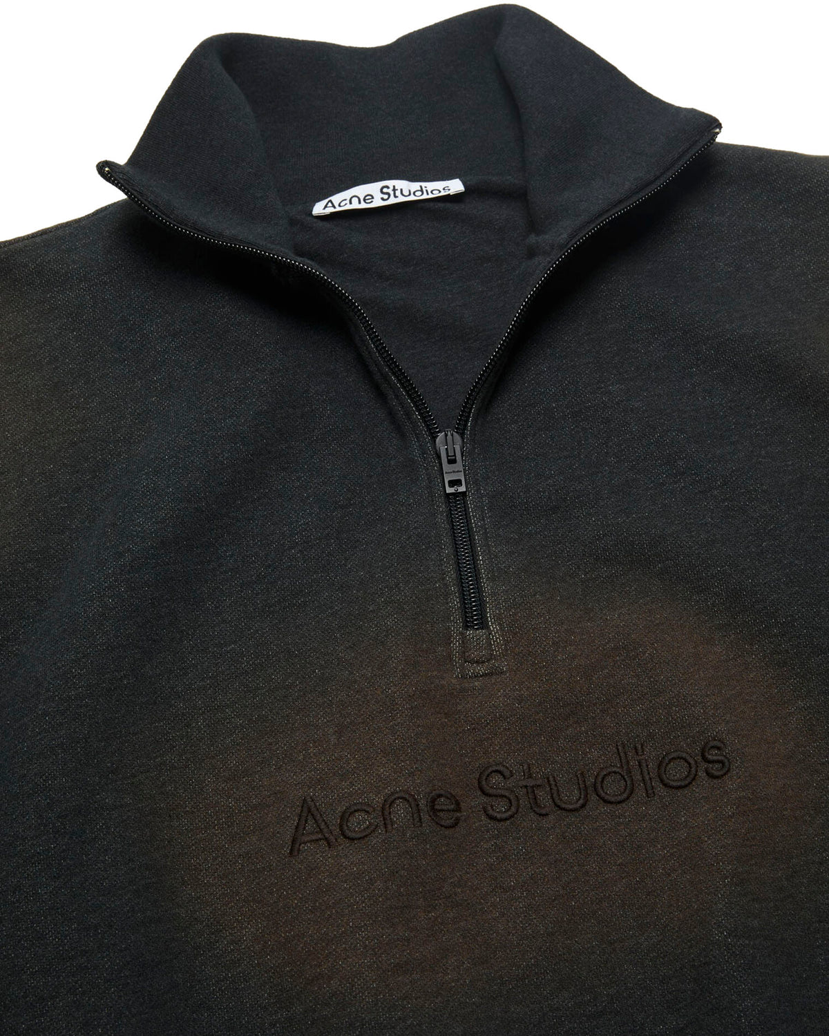 Acid Wash Half-Zip Sweatshirt Dark Grey Melange