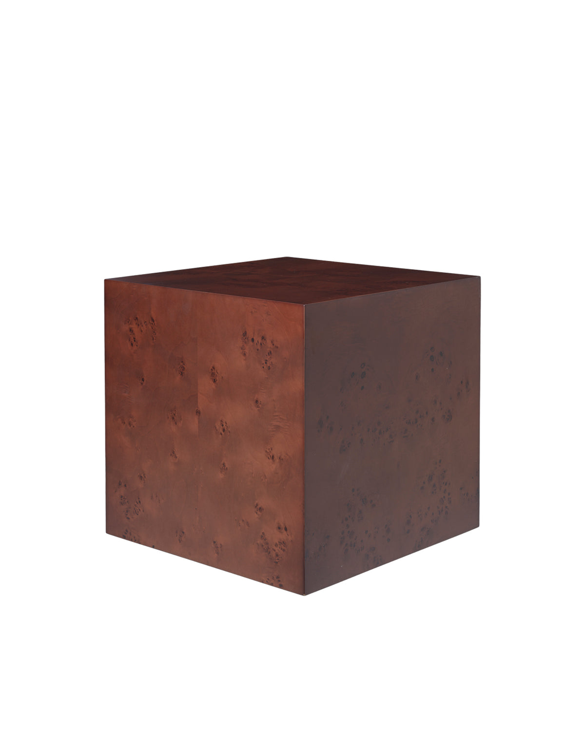 Burl Cube Side Table Dark Stained Burl