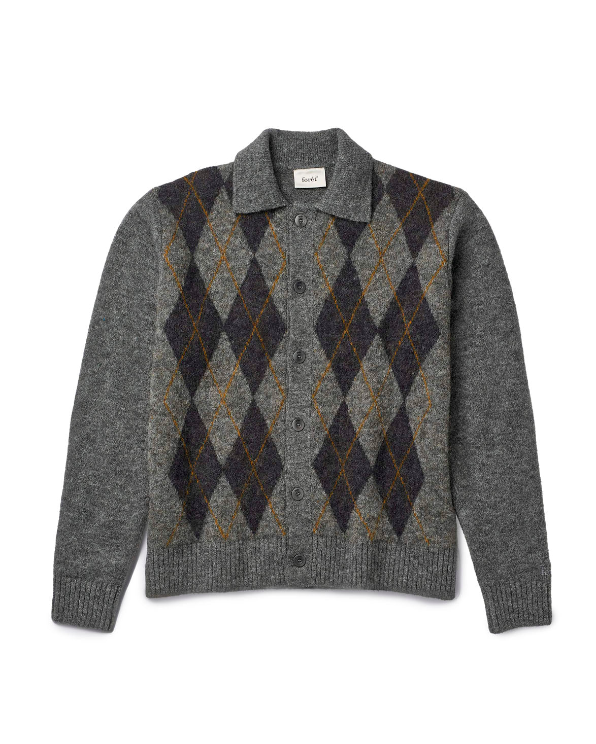Cairn Argyle Knit Jacket Dark Grey