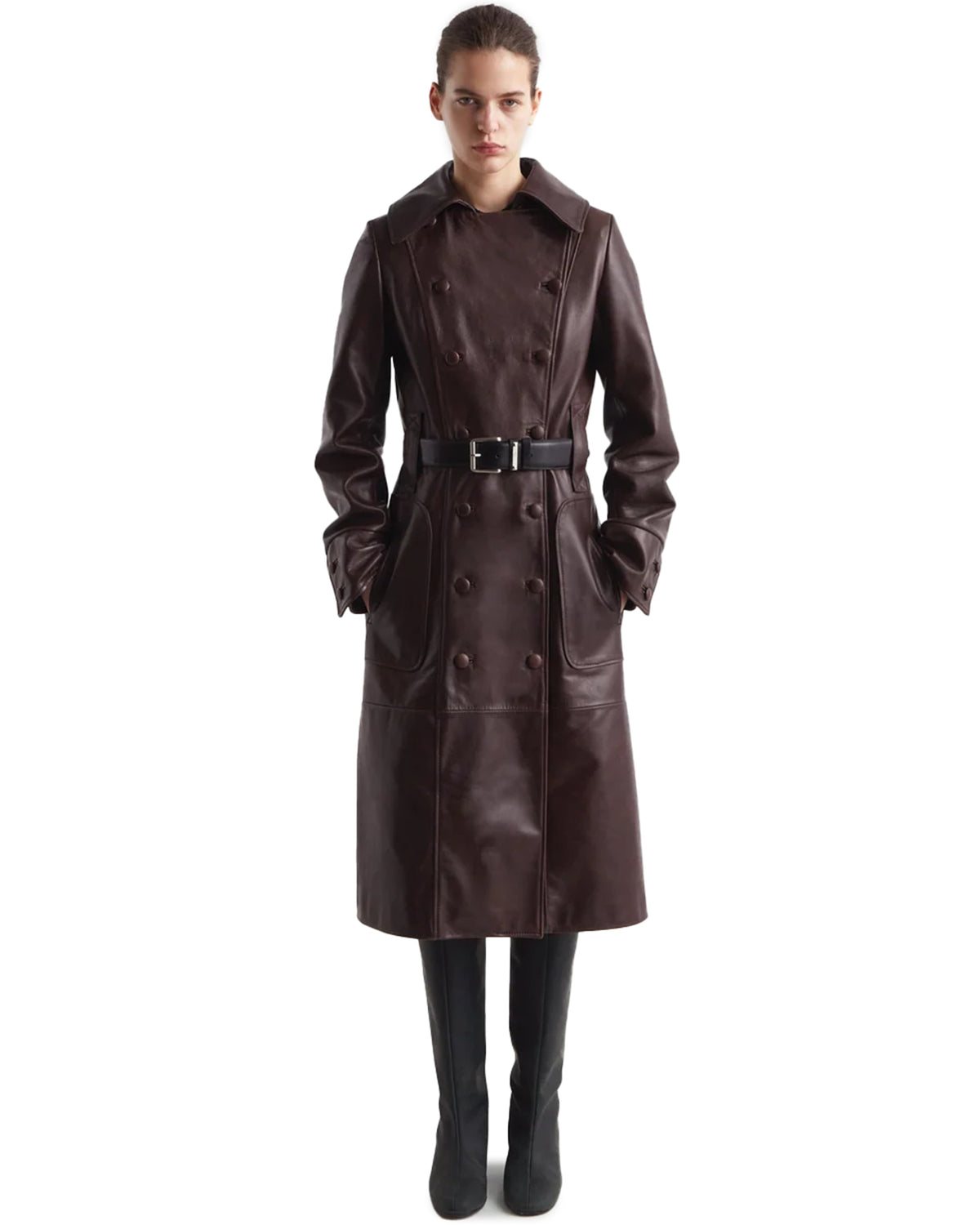 Estruck Leather Coat Wine