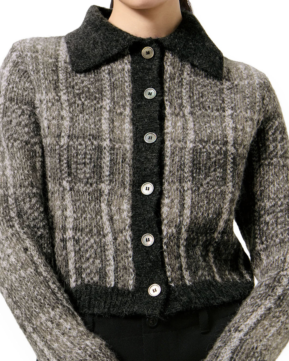 Mazzy Polo Grand Check Fuzzy Alpaca