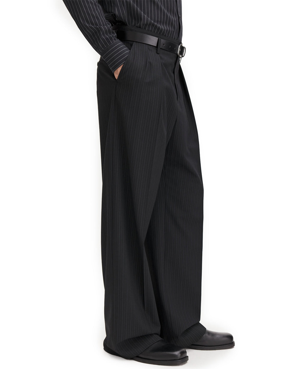 Milo Pinstripe Trousers Black