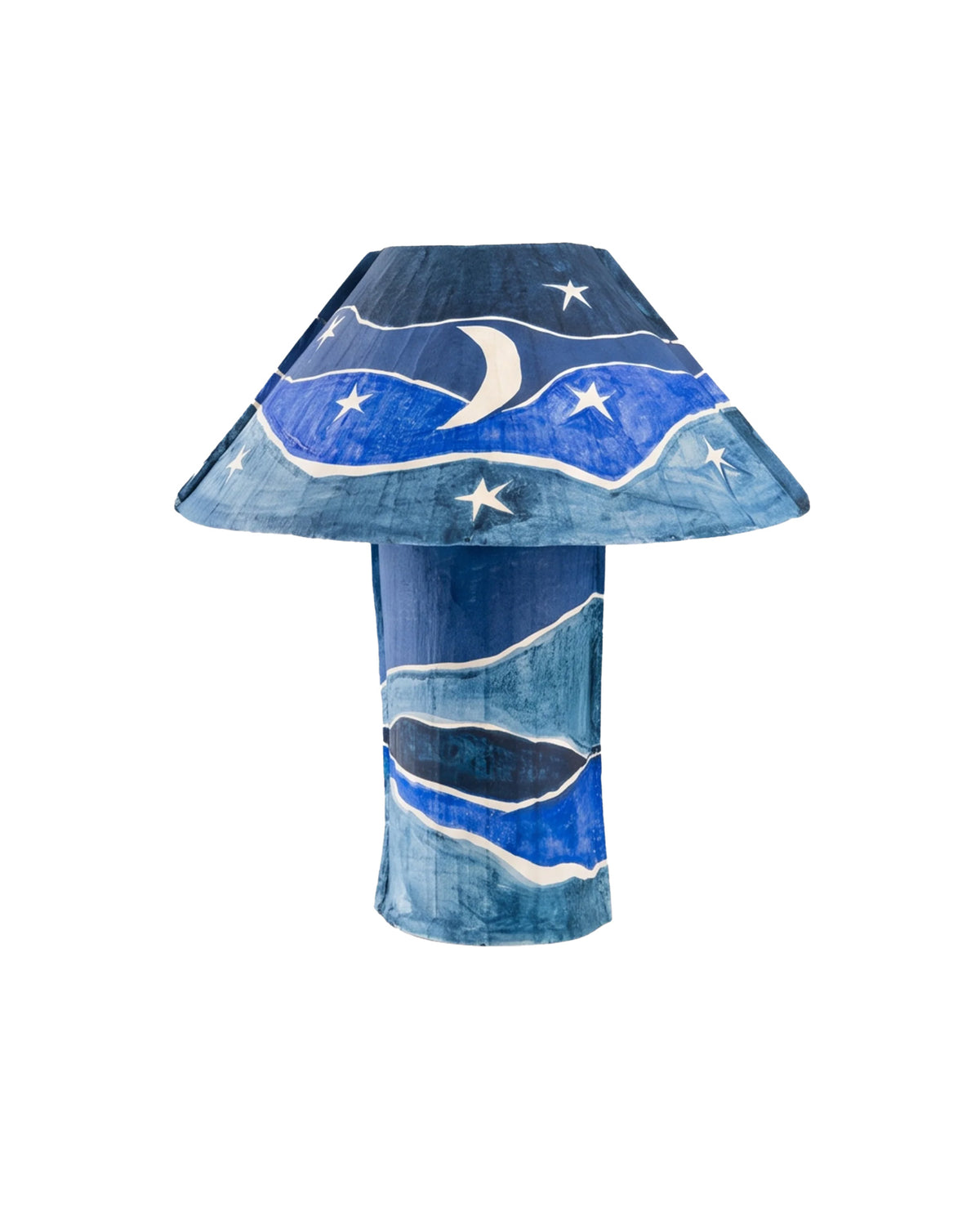 Painted Paper Table Lamp Luna Blue