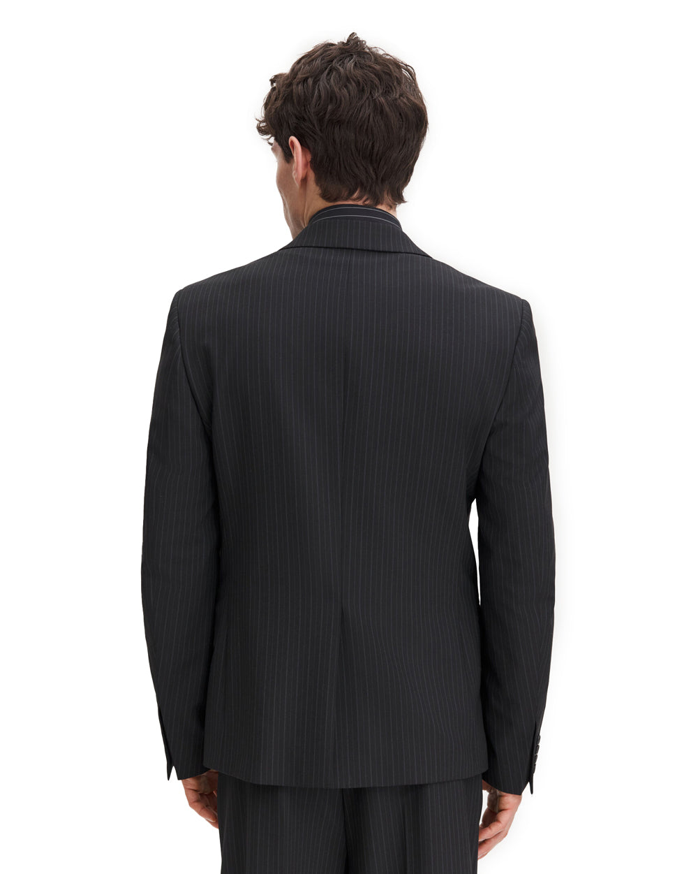 Slim Pinstripe Blazer Black