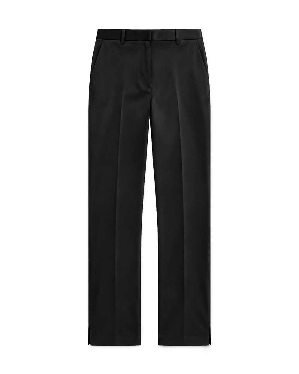Slim Slit Satin Trousers Black