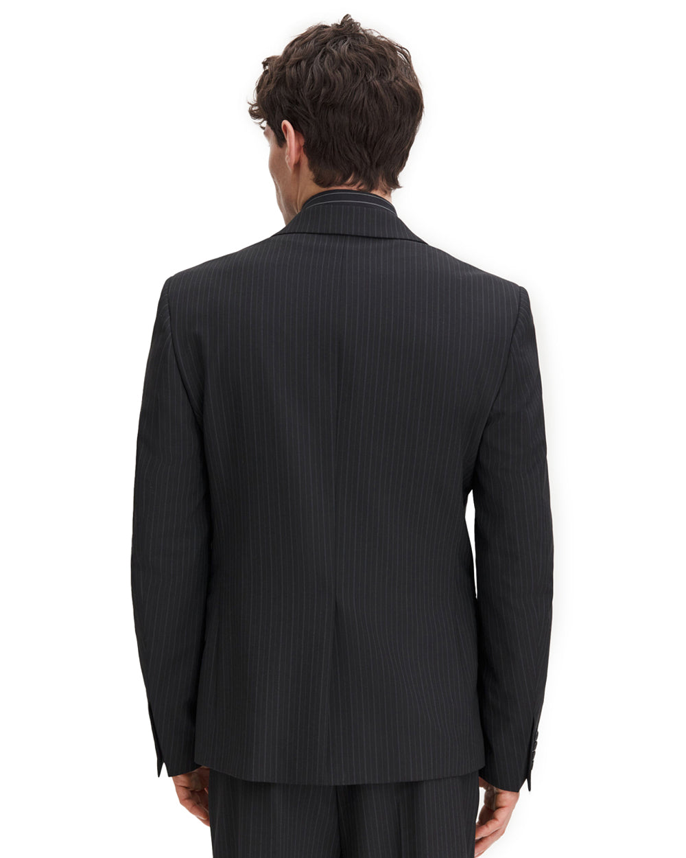 Slim Pinstripe Blazer Black
