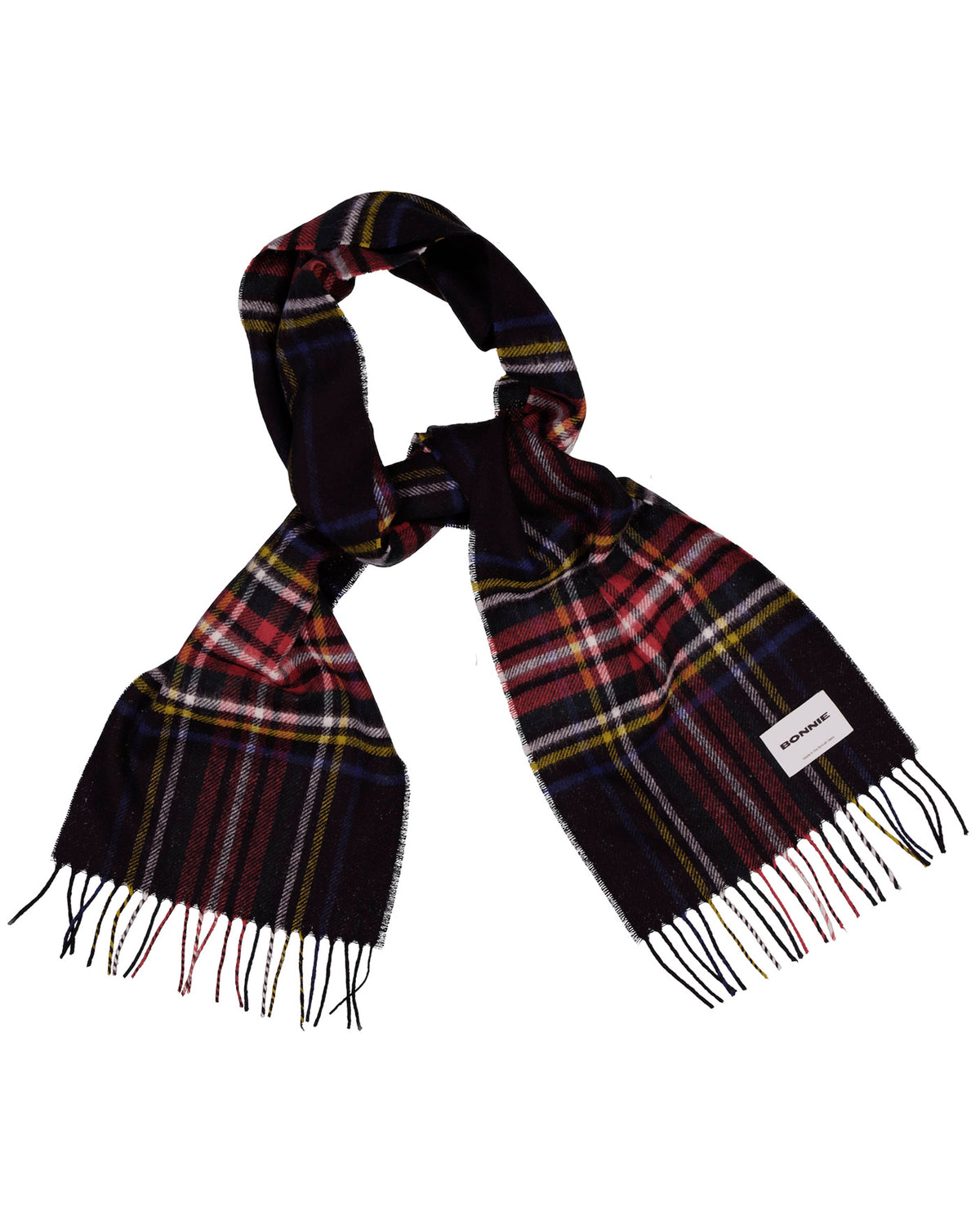 Tartan Wool Scarf Black Stewart