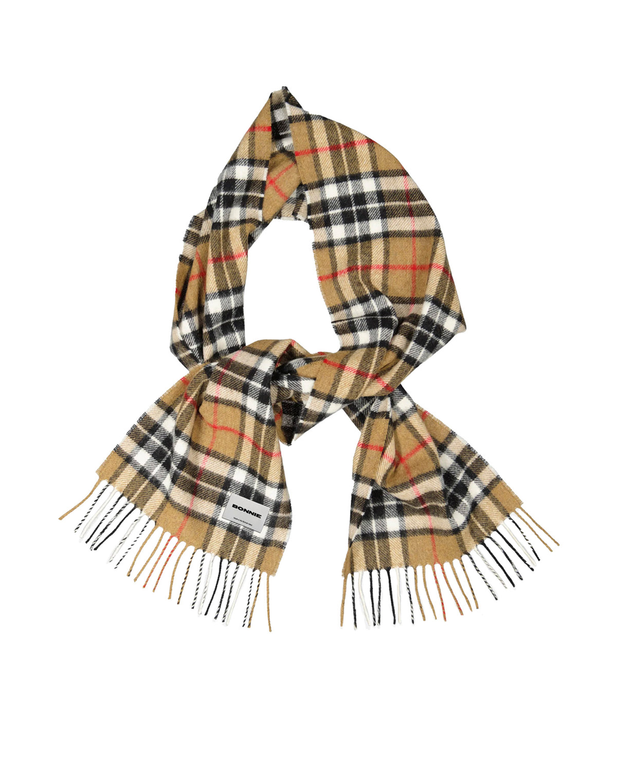 Tartan Wool Scarf Camel Thompson