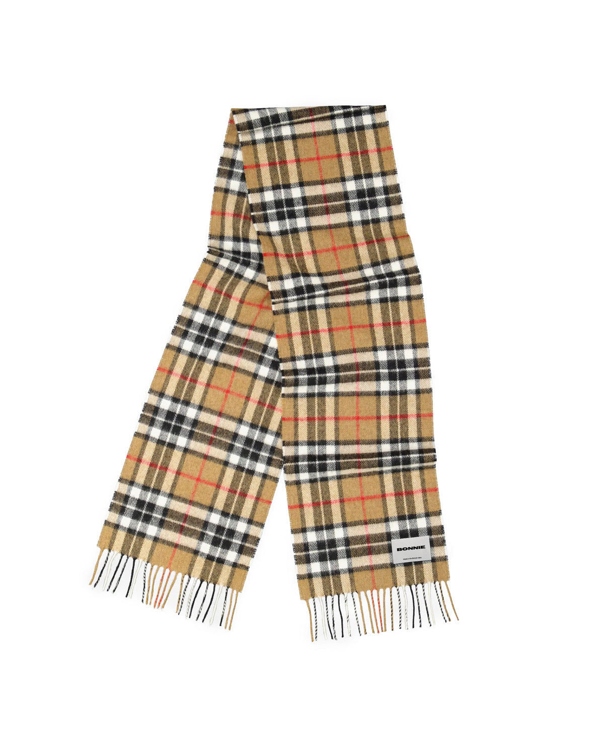 Tartan Wool Scarf Camel Thompson