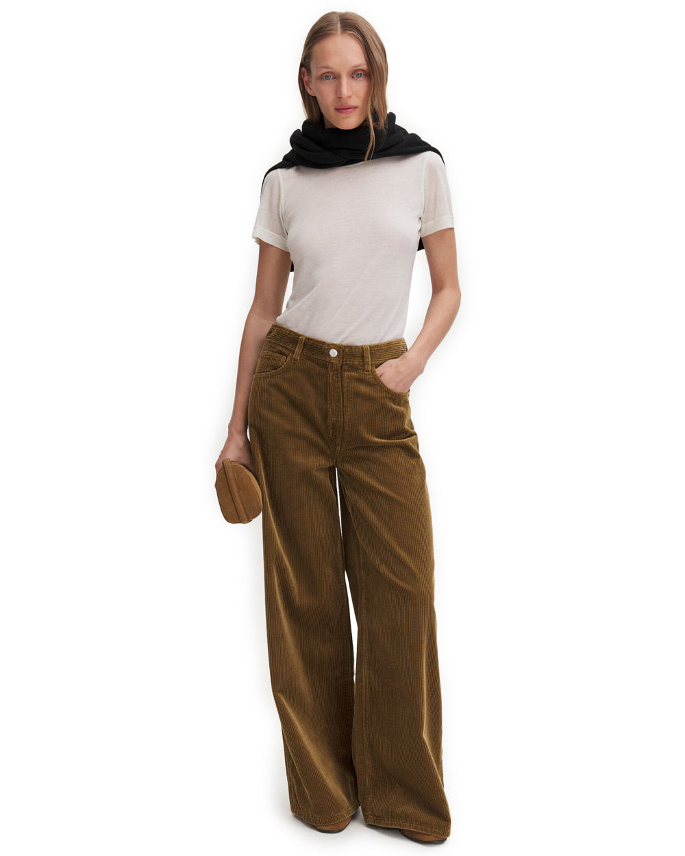 Wide Leg Corduroy Trousers Tobacco