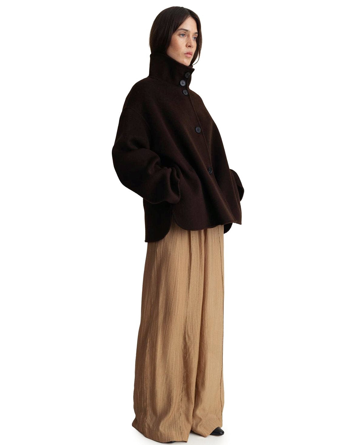 Edge Wool Jacket Dark Brown