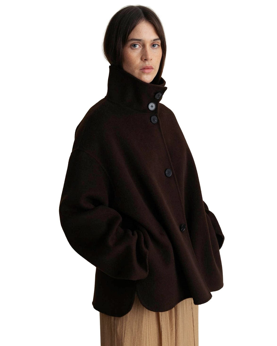 Edge Wool Jacket Dark Brown