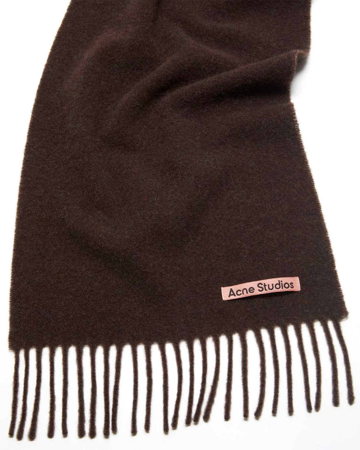 Canada Fringe Wool Scarf Skinny Brown Melange
