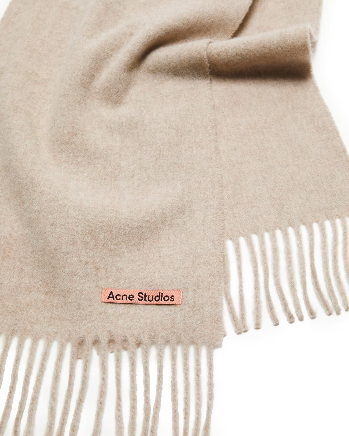 Canada Fringe Wool Scarf Skinny Oatmeal Melange