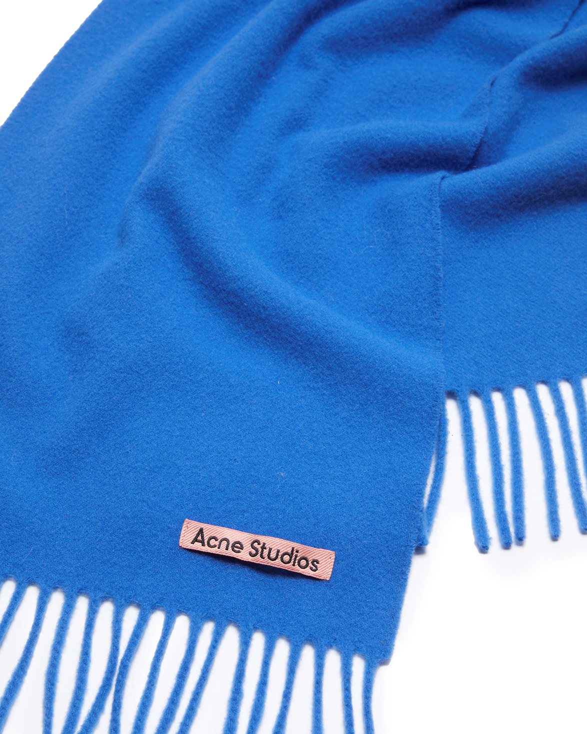 Canada Fringe Wool Scarf Skinny Royal Blue