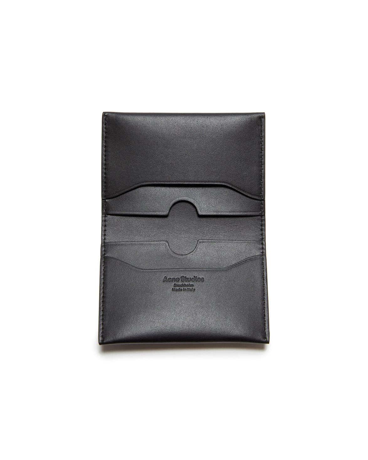 Folded Leather Card Holder Black