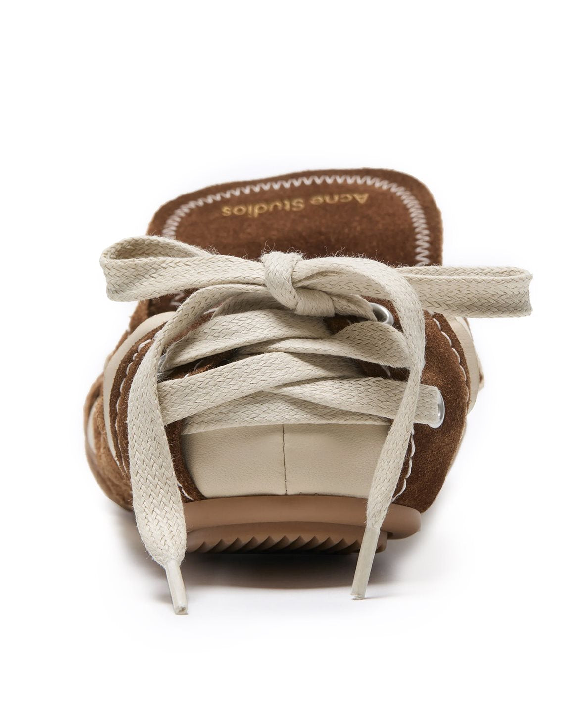 Lace-Up Leather Shoes Off White/Brown