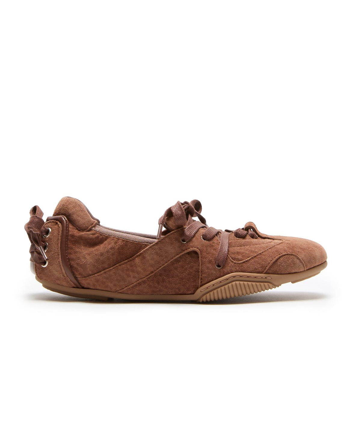 Lace-Up Suede Shoes Brown