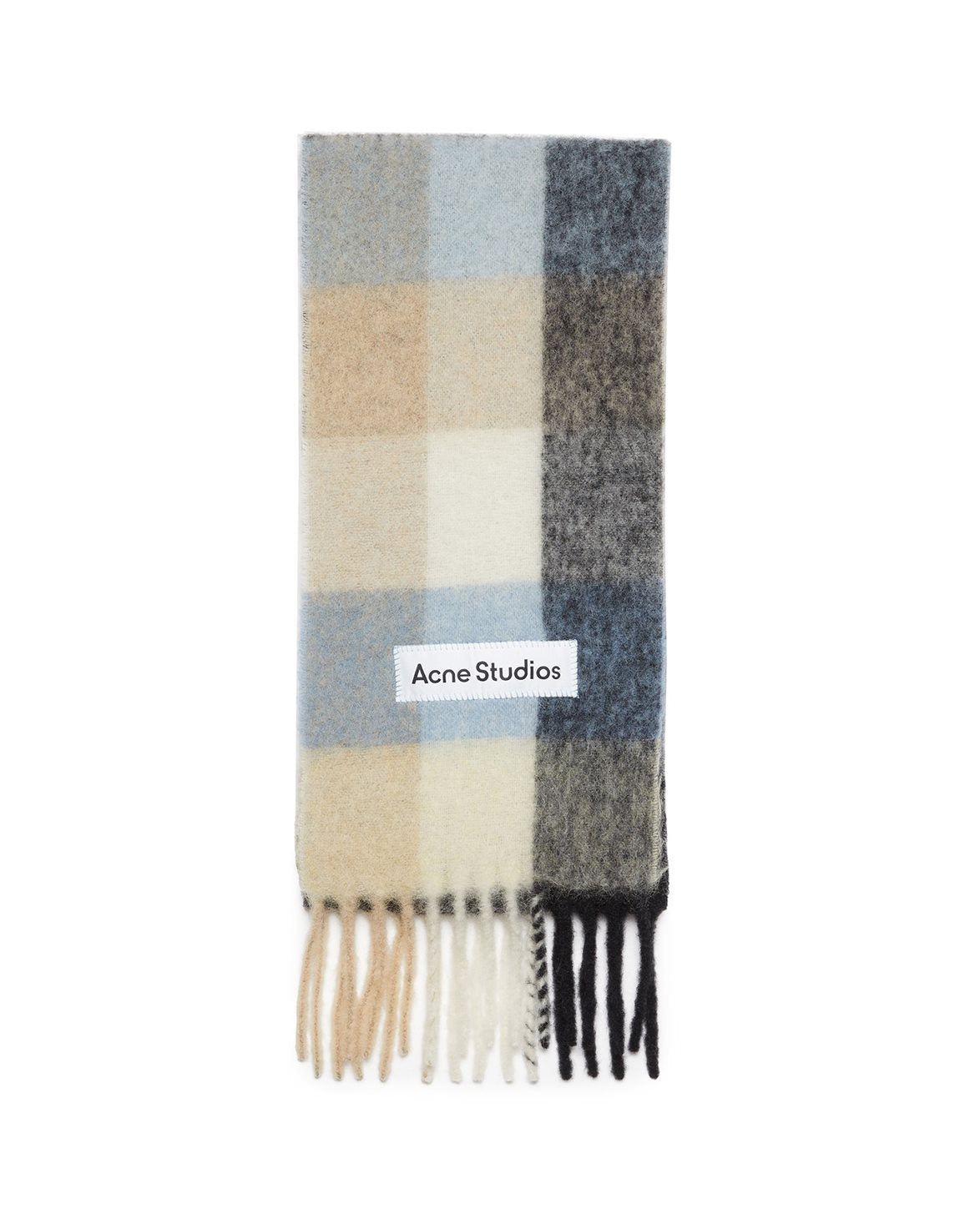 Mohair Checked Scarf Blue/Beige/Black