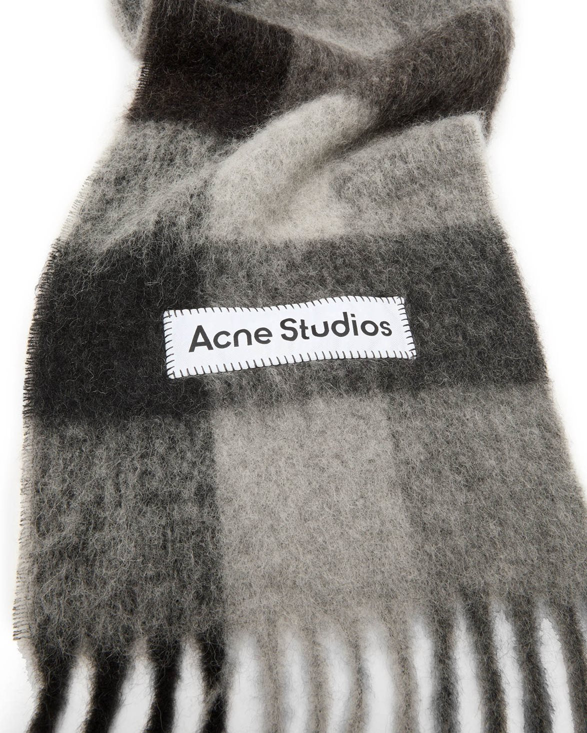Mohair Checked Scarf Dark Black/Grey/Dark Grey