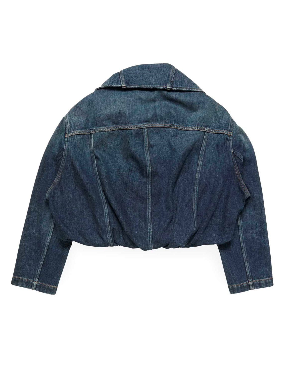 Short Denim Collar Jacket Dark Blue