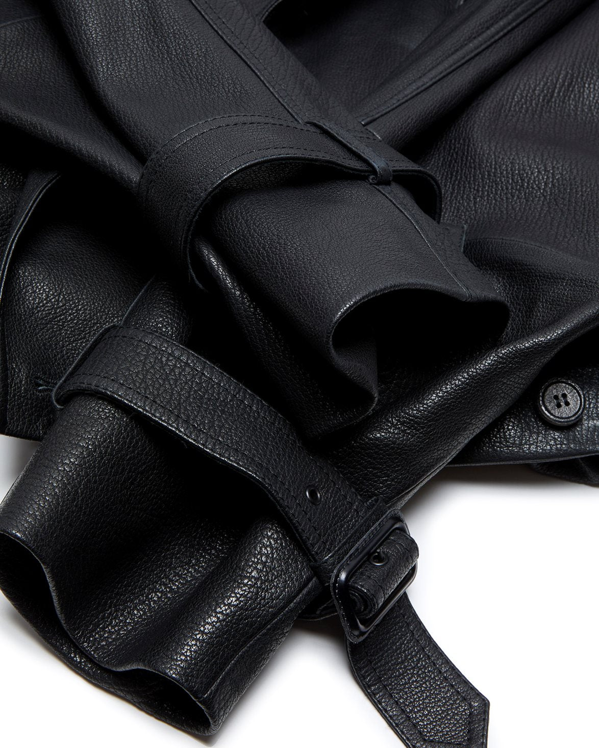 Short Leather Collar Coat Black
