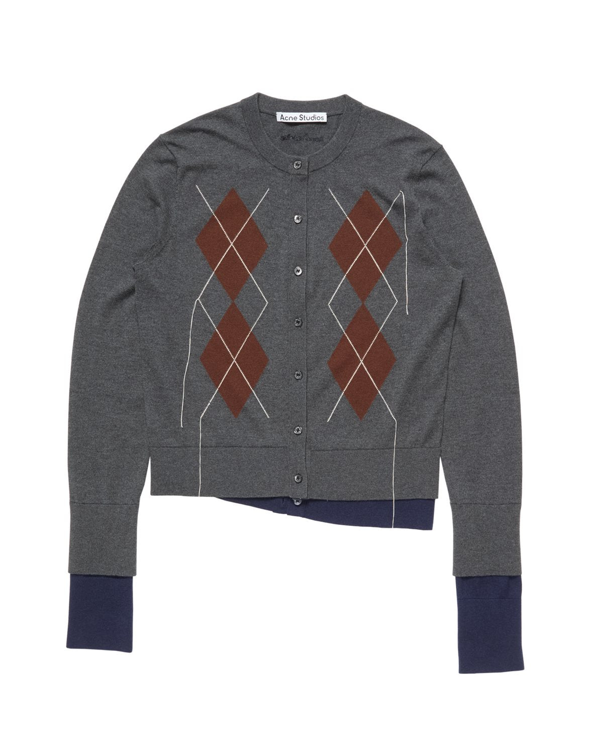 Silk Argyle Cardigan Dark Grey/Multi