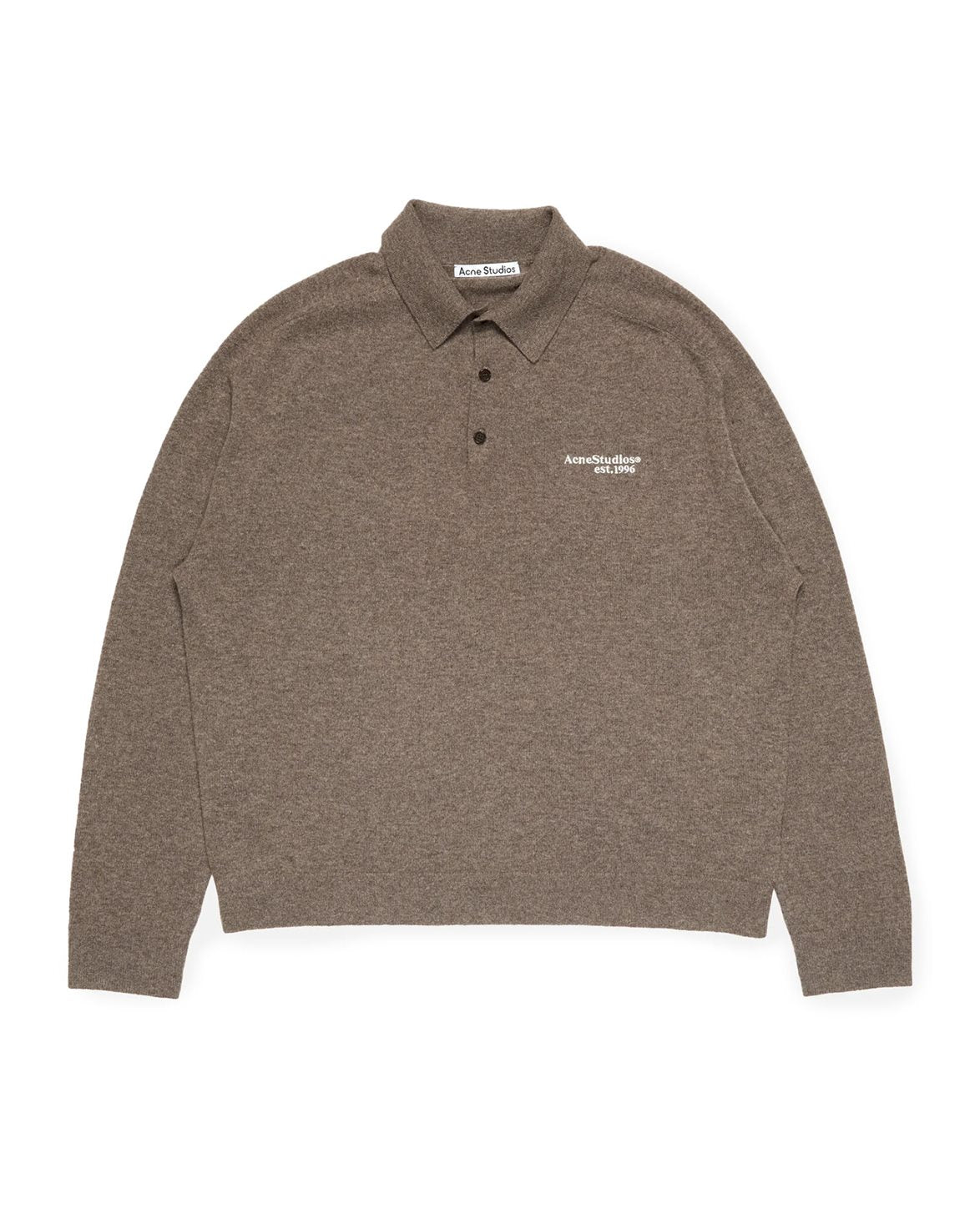 Wool Knit Polo Brown Melange